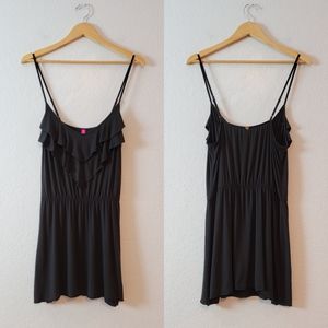 Vtg Victoria's Secret Black Y2K 2000s Ruffle Spaghetti Strap Flowy Mini Dress M